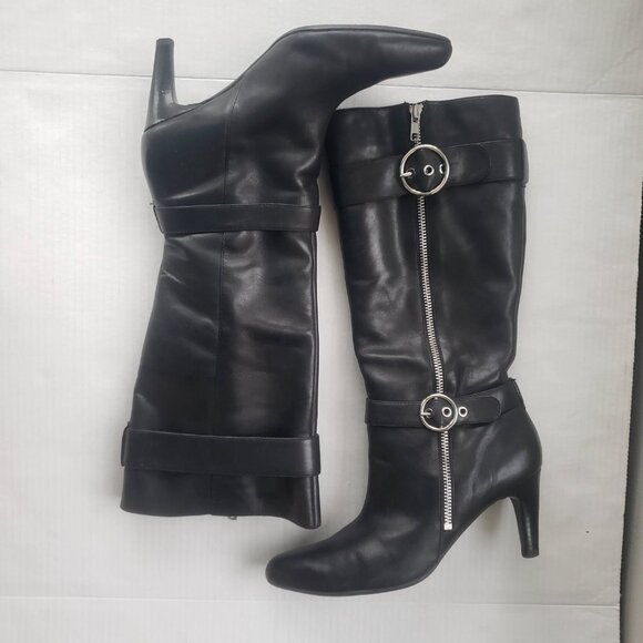 ECCO TALL BRISTOL HIGH HEEL MOTO STYLE BUCKLE BOOTS BLACK SIZE 40 or 9/9… - Picture 2 of 12